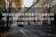 蜂鸟影院在线免费观看不完全体验说明：在手机与电脑端的使用差异与稳定性表现（对比后）