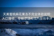 天美蜜桃麻花果冻不完全体验说明：入口路径、导航逻辑与找内容效率评估