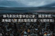 蜂鸟影院完整体验记录：播放体验、清晰度与资源完整性观察（长期体验）