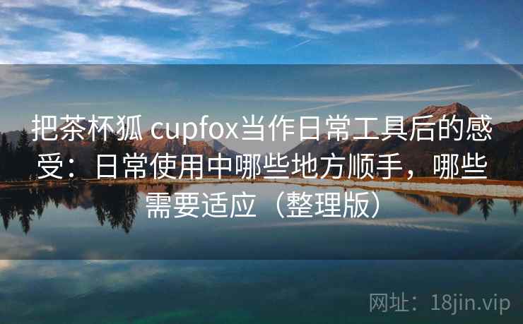 把茶杯狐 cupfox当作日常工具后的感受：日常使用中哪些地方顺手，哪些需要适应（整理版）
