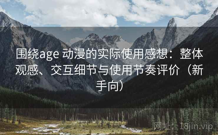 围绕age 动漫的实际使用感想：整体观感、交互细节与使用节奏评价（新手向）