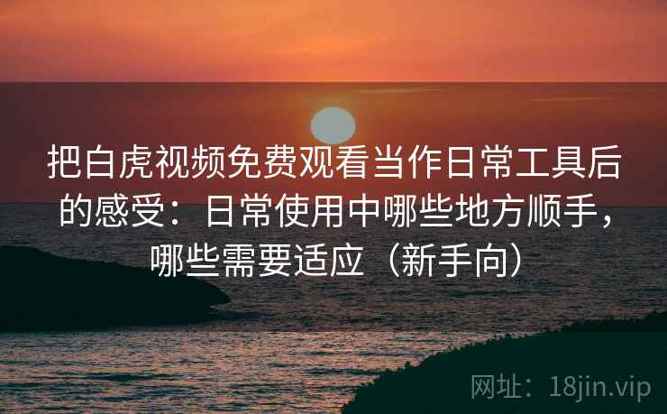 把白虎视频免费观看当作日常工具后的感受:日常使用中哪些地方顺手,哪些需要适应(新手向) 把白虎视频免费观看当作日常工具后的感受:日常使用中哪些地方顺手,哪些需要适应(新手向)